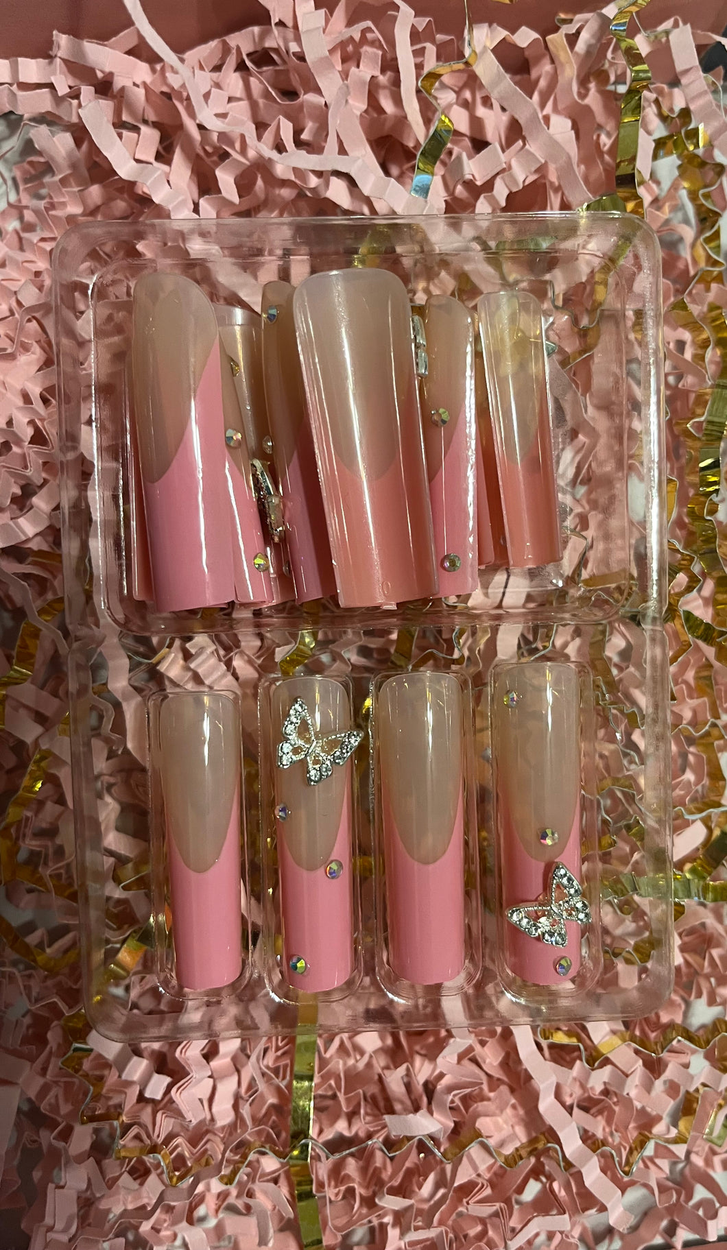 Pink Butterfly Press on Nails