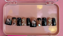 Load image into Gallery viewer, Black Christmas press on nails
