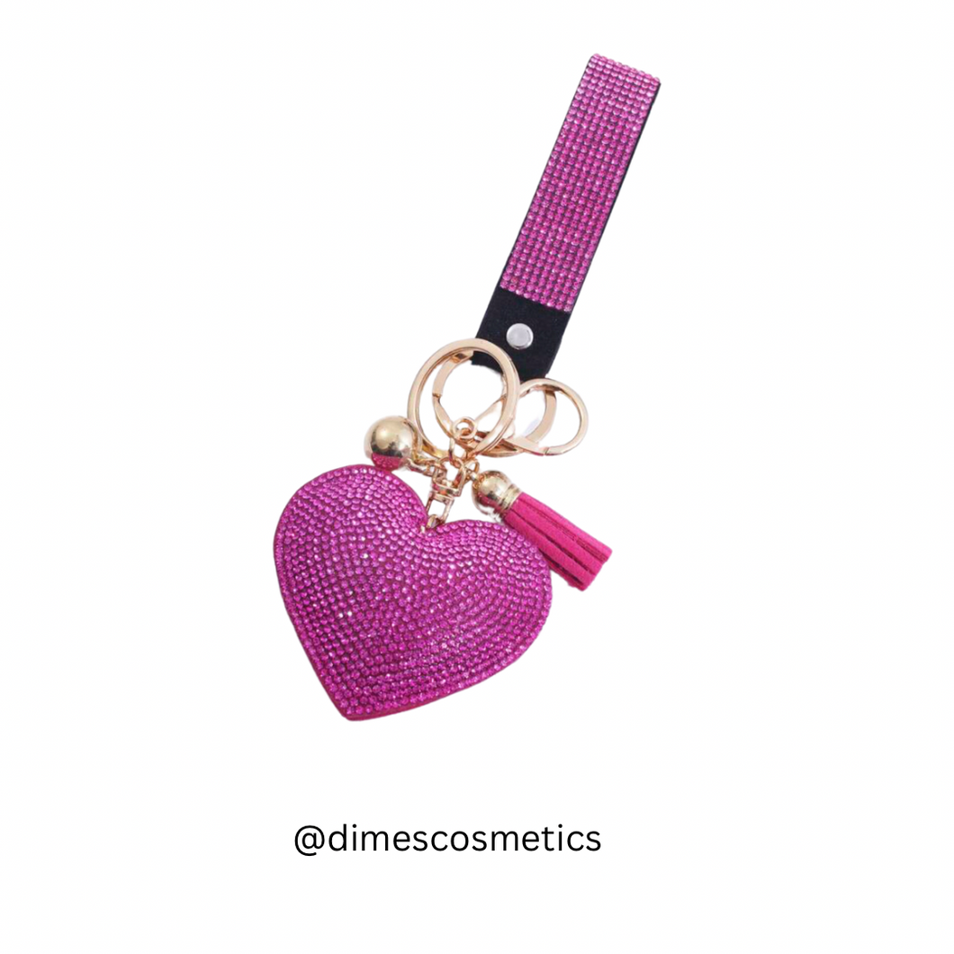 Heart keychain with wristlet (pink)